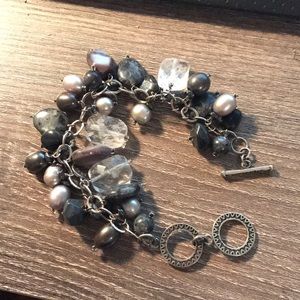 Silpada Silver hematite chalcedony pearl bracelet